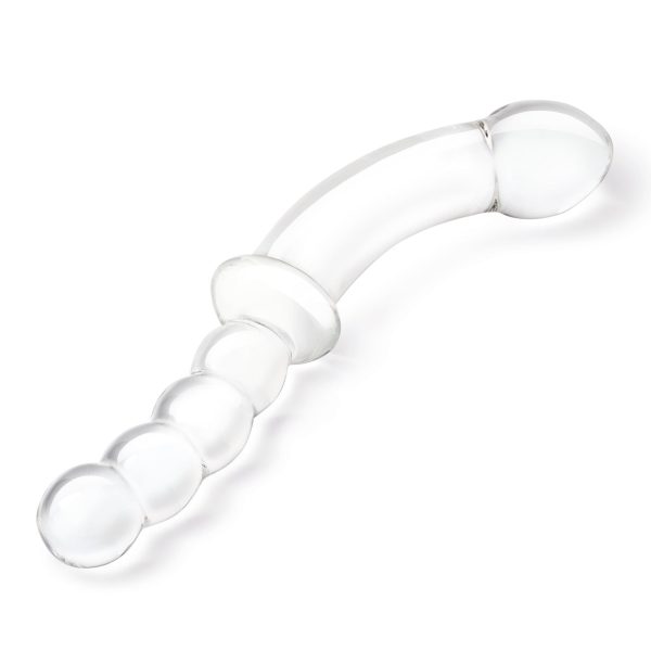 Double Sided Curved Dildo With Anal Beads