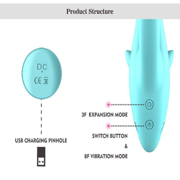 Shark Vibrator Thrusting Expanding Charging AV Massaging Wand